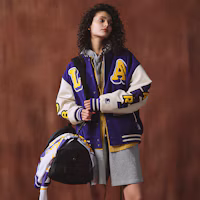 Purchase STARTER NBA Lakers Retro Letter Patch Purple Varsity Jacket Unisex STH4C2895M-PU09