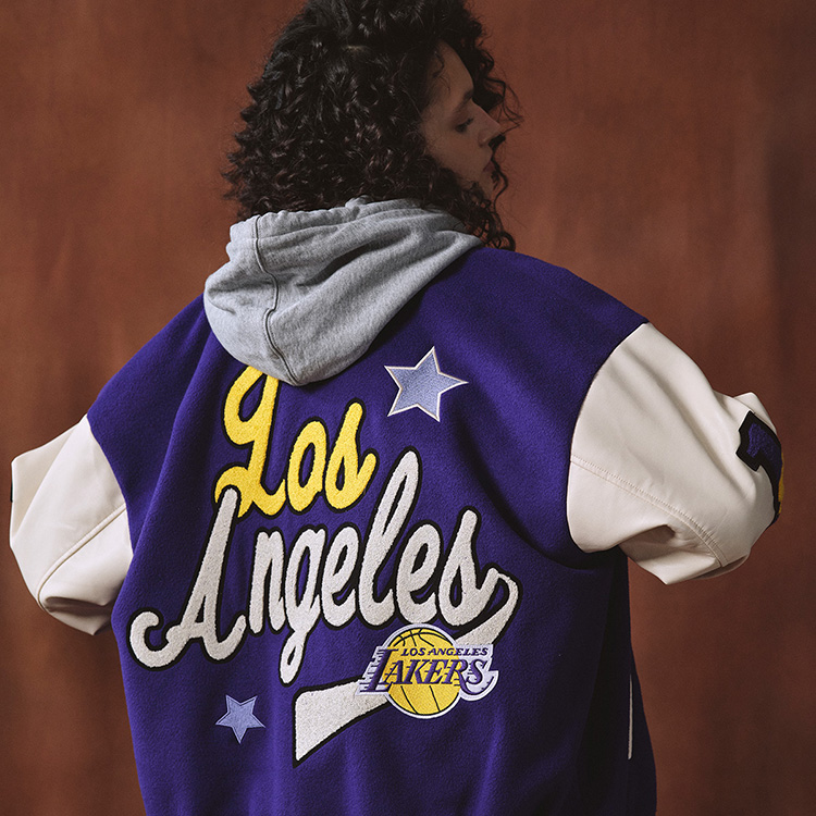 Cheap STARTER NBA Lakers Jaket Varsity Ungu Retro Patch Letter Unisex. STH4C2895M-PU09
