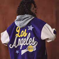 Cheap STARTER NBA Lakers Retro Letter Patch Purple Varsity Jacket Unisex STH4C2895M-PU09