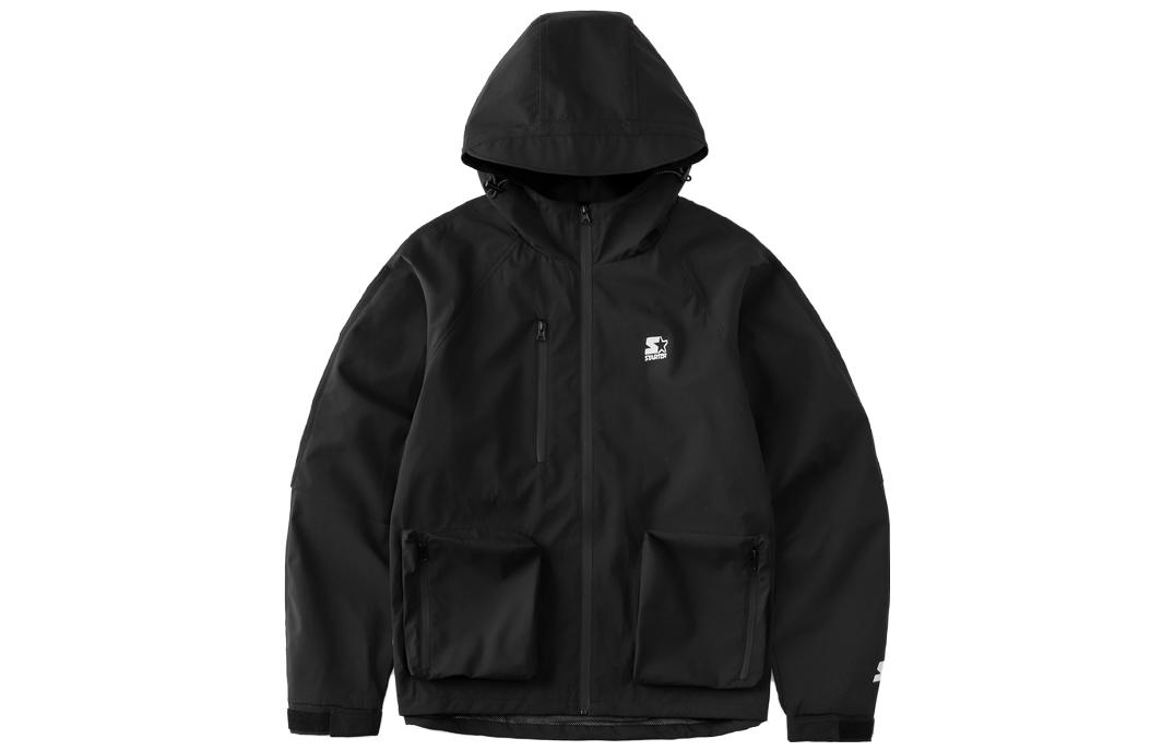 STARTER Oversized Black Pocket Hoodie Jacket Unisex Casual Wear STDI2C1001M