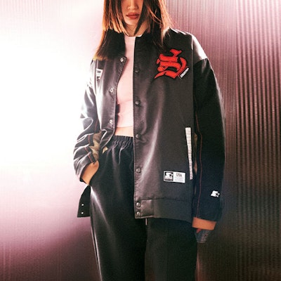 STARTER Patchwork Jaket Baseball Unisex Kelabu Lembut. STG4C2298M Lookbook STARTER Patchwork Jaket Baseball Unisex Kelabu Lembut. STG4C2298M