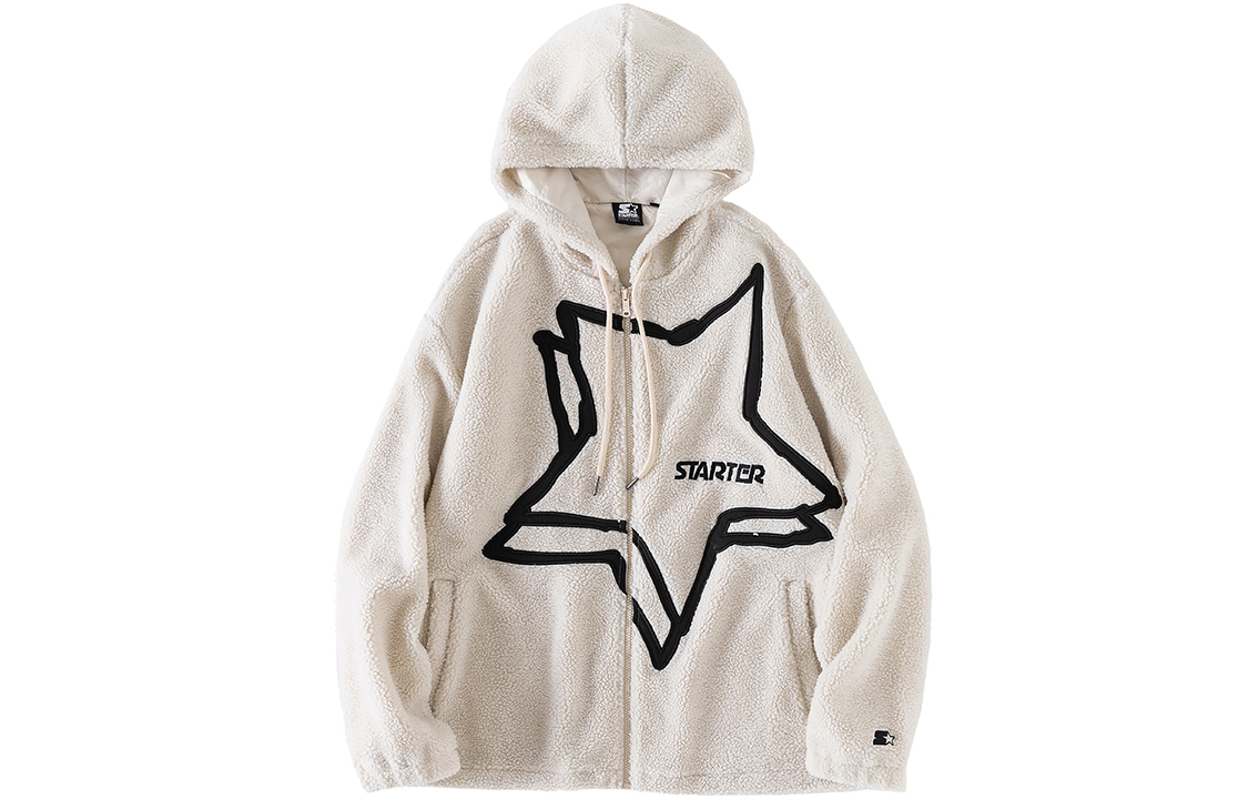 STARTER Pentagram Colorblock Knit Hoodie Jacket Unisex White STG4C5102M-WH13