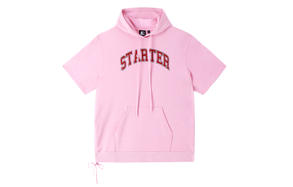 STARTER Pink Oversized Logo Print Hoodie T-Shirt Unisex Casual Wear SA42HD001F