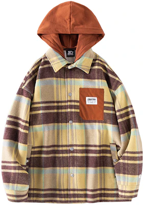 STARTER Plaid Patch Detachable Hood Woven Jacket Unisex Yellow STG4C1015M-YE02 Buy STARTER Plaid Patch Detachable Hood Woven Jacket Unisex Yellow STG4C1015M-YE02