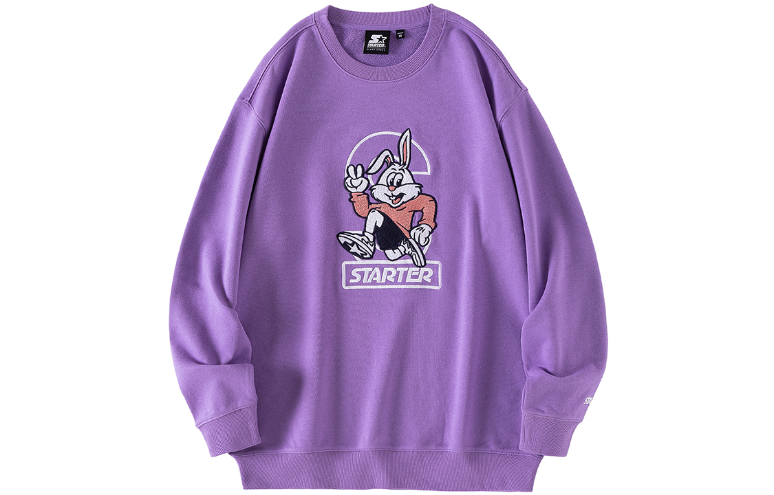 STARTER Rabbit Logo Embroidered Plain Crewneck Sweatshirt Unisex Purple STG4C1202F-PU02