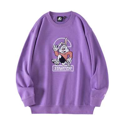 STARTER Rabbit Logo Embroidered Plain Crewneck Sweatshirt Unisex Purple STG4C1202F-PU02