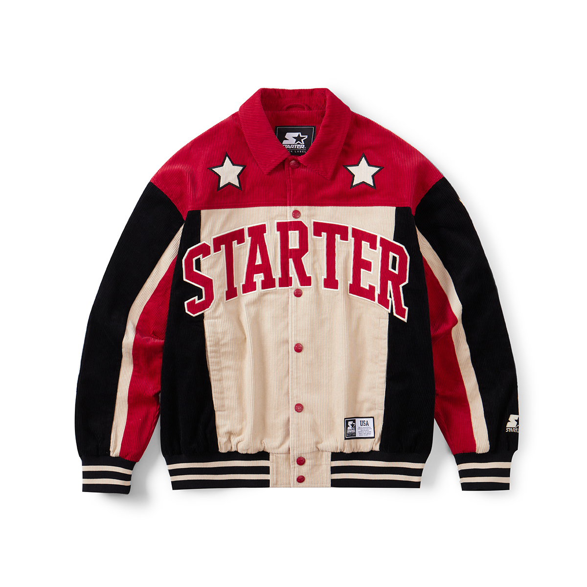 STARTER Rabbit Series Colorblock Logo Collared Jacket Unisex Black STI1C1004M-BK01