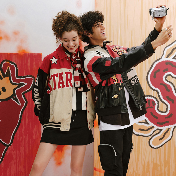 Details for Chaqueta Unisex Negra STARTER Rabbit Series Colorblock Logo con Cuello. STI1C1004M-BK01