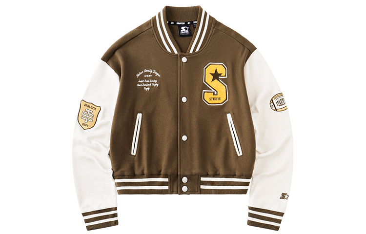 STARTER Retro Casual Button-Up Baseball Jacket Unisex - Camel Color STDI2C5102F-BR01