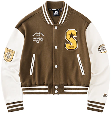 STARTER Retro Casual Button-Up Baseball Jacket Unisex - Camel Color STDI2C5102F-BR01 Buy STARTER Retro Casual Button-Up Baseball Jacket Unisex - Camel Color STDI2C5102F-BR01