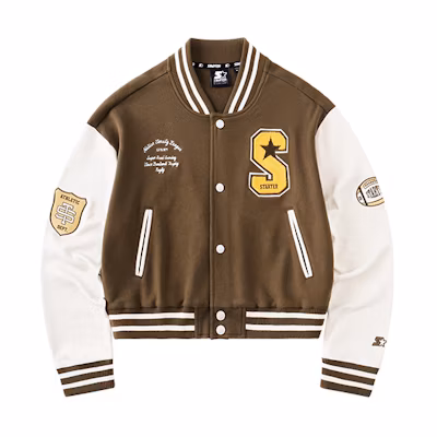 STARTER Retro Casual Button-Up Baseball Jacket Unisex - Camel Color STDI2C5102F-BR01