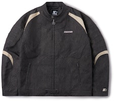 STARTER Retro Colorblock PU Jacket with Stand Collar Unisex - Black SA34WJ002U STARTER Retro Colorblock PU Jacket with Stand Collar Unisex - Black SA34WJ002U