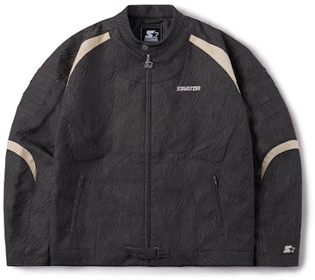 STARTER 复古拼色PU立领夹克 男女同款 - 黑色 SA34WJ002U Order STARTER 复古拼色PU立领夹克 男女同款 - 黑色 SA34WJ002U