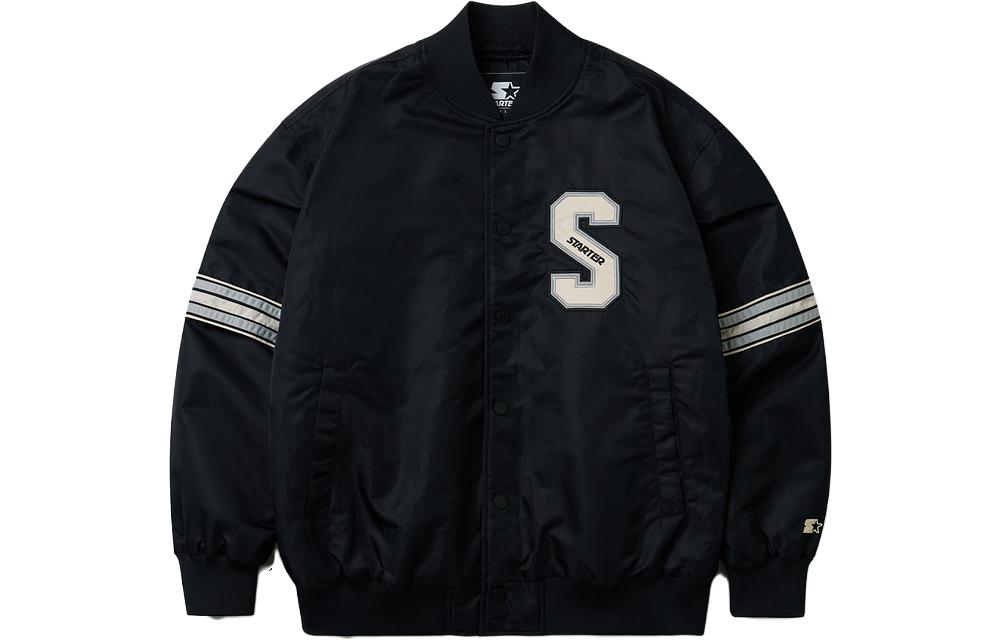 STARTER Retro Letter Embroidery Casual Jacket Unisex Black SA34BJ008U