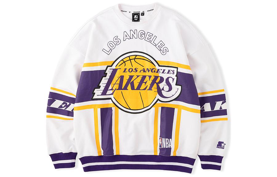 STARTER Retro Letter Graphic Crewneck Sweatshirt White STH4C1295