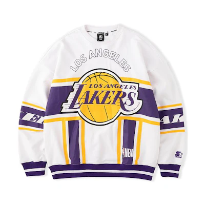 STARTER Retro Letter Graphic Crewneck Sweatshirt White STH4C1295