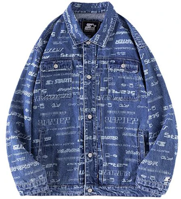 STARTER Retro Letter Print Loose Denim Jacket Unisex - Blue STG3C5907_TK Buy STARTER Retro Letter Print Loose Denim Jacket Unisex - Blue STG3C5907_TK