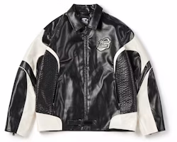 STARTER Retro Oversized Colorblock Zip-Up Leather Jacket Unisex Casual Style SA41WJ004U STARTER Retro Oversized Colorblock Zip-Up Leather Jacket Unisex Casual Style SA41WJ004U