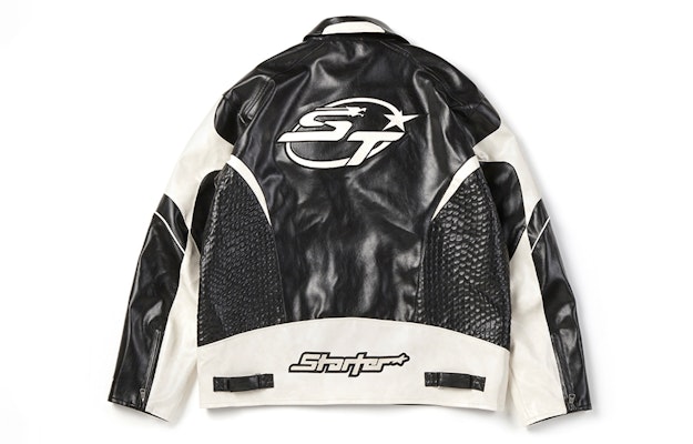 STARTER レトロ オーバーサイズ カラーブロック ジップアップ レザージャケット ユニセックス SA41WJ004U Lookbook STARTER レトロ オーバーサイズ カラーブロック ジップアップ レザージャケット ユニセックス SA41WJ004U