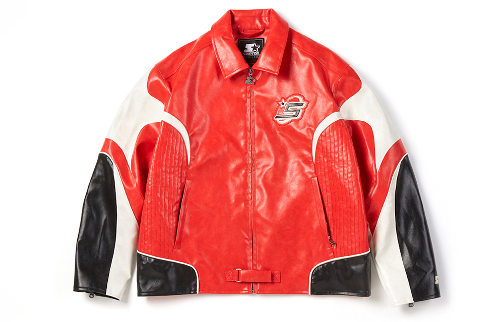 Details for 스타터 레트로 오버사이즈 컬러블록 집업 레더 자켓 유니섹스 캐주얼 스타일 SA41WJ004U