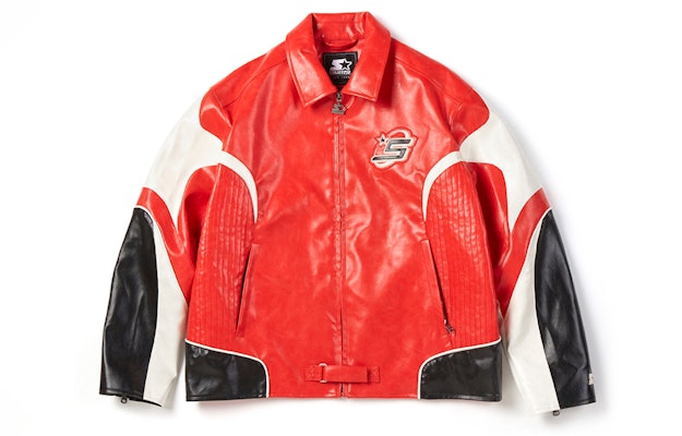 STARTER レトロ オーバーサイズ カラーブロック ジップアップ レザージャケット ユニセックス SA41WJ004U Details for STARTER レトロ オーバーサイズ カラーブロック ジップアップ レザージャケット ユニセックス SA41WJ004U