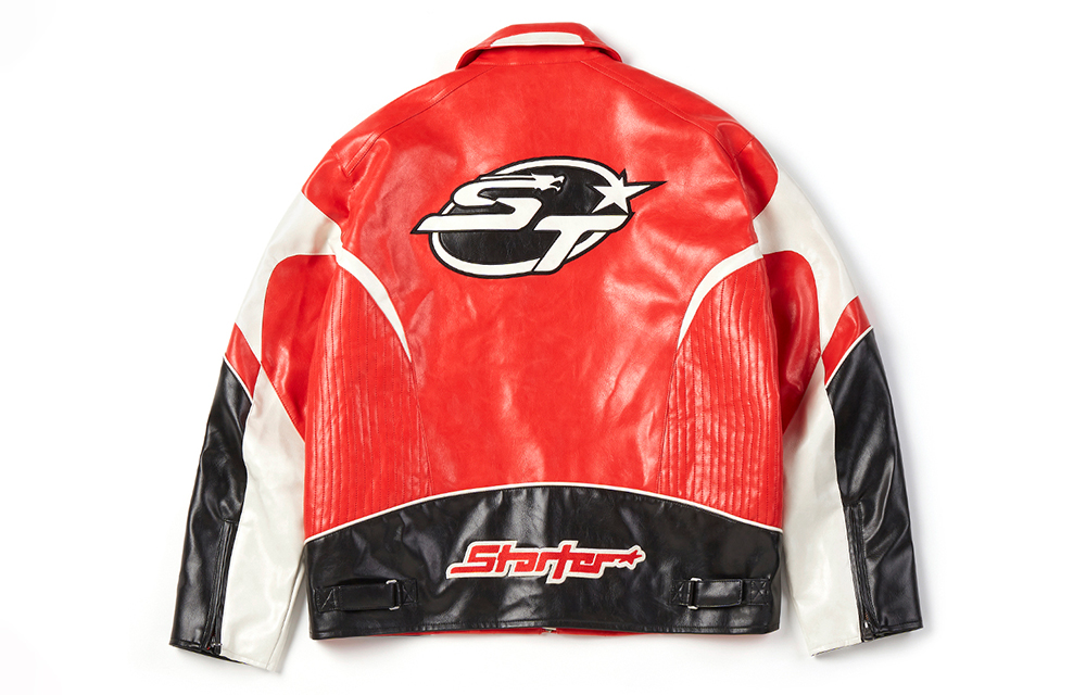 Sizing 스타터 레트로 오버사이즈 컬러블록 집업 레더 자켓 유니섹스 캐주얼 스타일 SA41WJ004U