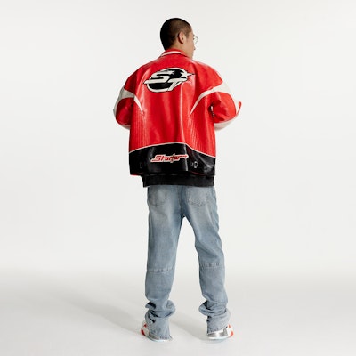 STARTER レトロ オーバーサイズ カラーブロック ジップアップ レザージャケット ユニセックス SA41WJ004U 1