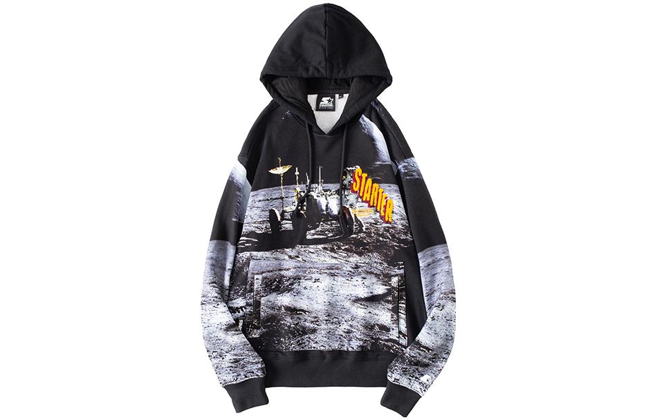 STARTER Retro Planet Print Casual Hoodie Unisex - Gray STF4C0834M