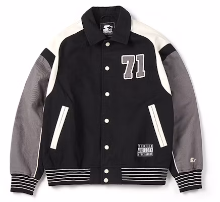STARTER Retro Varsity Baseball Jacket Black Unisex Loose Fit Long Sleeve SA41BJ001U Buy STARTER Retro Varsity Baseball Jacket Black Unisex Loose Fit Long Sleeve SA41BJ001U