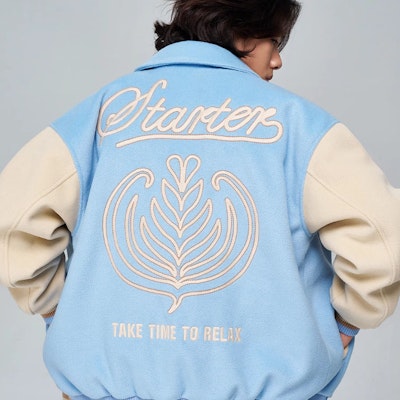 STARTER 复古拼色字母印花羊毛夹克 男女同款 SA34BJ004U Shop STARTER 复古拼色字母印花羊毛夹克 男女同款 SA34BJ004U