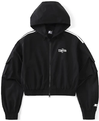 STARTER SS23 Black Solid Color Loose Fit Zip-Up Hoodie Unisex STDI2C1009F-BK01 Buy STARTER SS23 Black Solid Color Loose Fit Zip-Up Hoodie Unisex STDI2C1009F-BK01