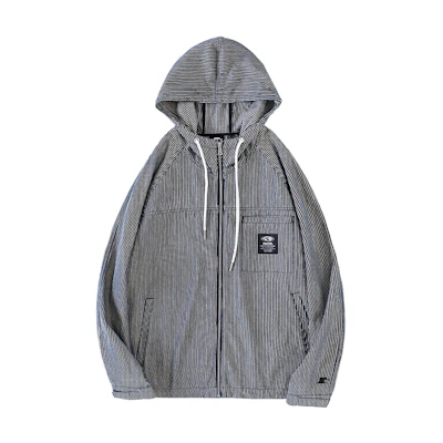 STARTER Striped Hooded Cardigan Jacket Blue Unisex Long Sleeve Woven STG3C5904M-BL03