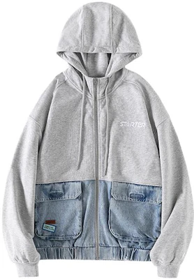 STARTER Stylish Loose Fit Short Hooded Jacket Unisex Light Grey STH1C5909_TK Buy STARTER Stylish Loose Fit Short Hooded Jacket Unisex Light Grey STH1C5909_TK