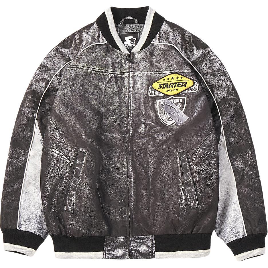 STARTER Unisex Black Baseball Collar Loose Fit Sports Jacket SA41BJ005U