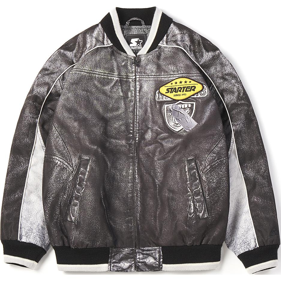 Order STARTER 男女同款黑色棒球领宽松运动夹克 SA41BJ005U