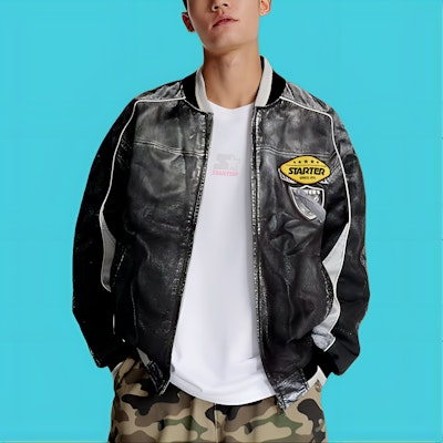 STARTER Unisex Black Baseball Collar Loose Fit Sports Jacket SA41BJ005U Lookbook STARTER Unisex Black Baseball Collar Loose Fit Sports Jacket SA41BJ005U