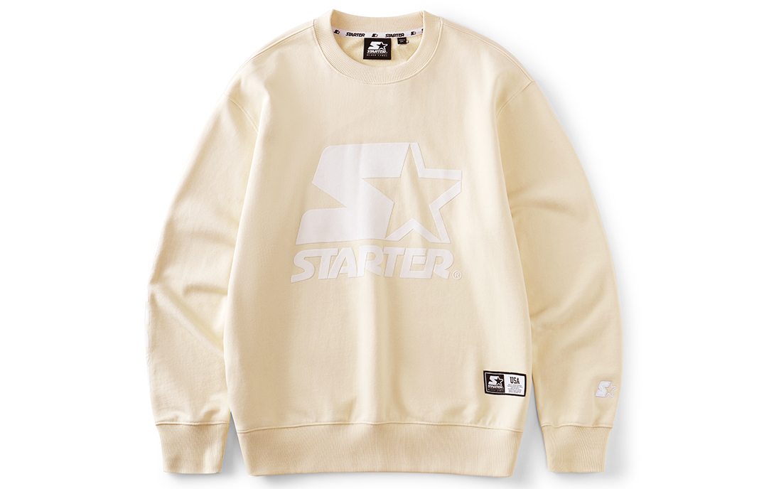 STARTER Unisex Casual Loose Fit Cotton Crewneck Sweatshirt White STI1C1299M