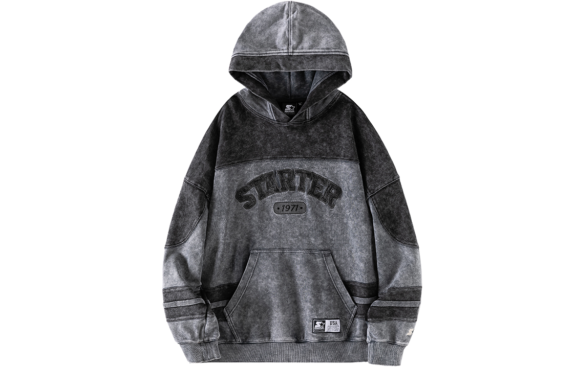 STARTER Unisex Color Block Cotton Hoodie - Dark Gray STH1C0804M-GY03