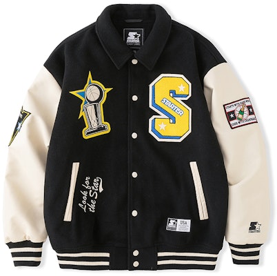 STARTER Jaket Baseball Unisex Lengan Panjang dengan Kerah Kontras dan Kancing. STH4C2802M-BK01 Order STARTER Jaket Baseball Unisex Lengan Panjang dengan Kerah Kontras dan Kancing. STH4C2802M-BK01