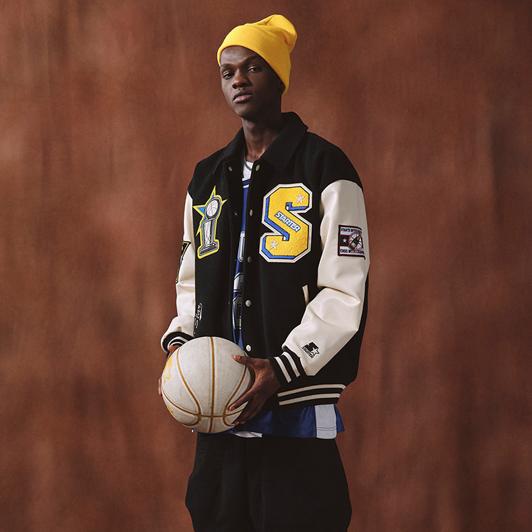 Purchase STARTER Jaket Baseball Unisex Lengan Panjang dengan Kerah Kontras dan Kancing. STH4C2802M-BK01