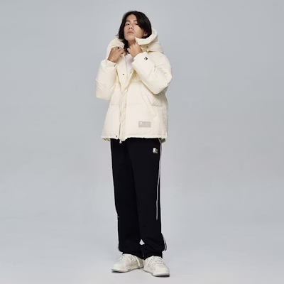 STARTER Jaket Down Hoodie Unisex Warna Solid dengan Logo. SA34DJ004U 1