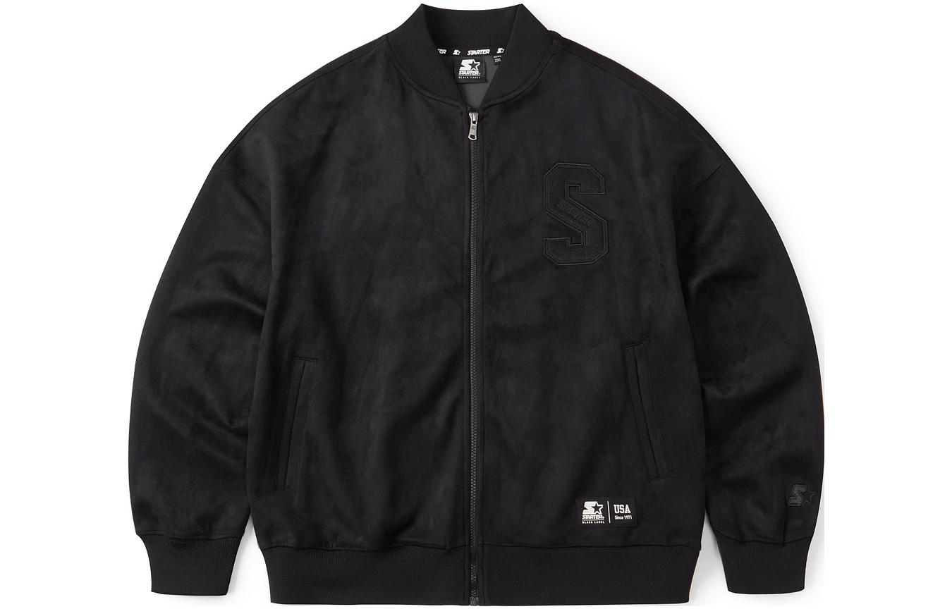 STARTER Unisex Solid Color Zip-Up Jacket Black STI1C1013M