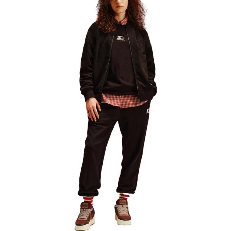 Shop STARTER Jaket Hitam Unisex Warna Polos dengan Resleting Depan STI1C1013M