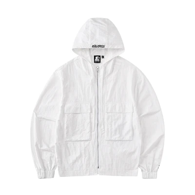STARTER Unisex White Printed Logo Loose Fit Hoodie Jacket STDI2C1004M-WH01
