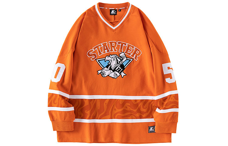 STARTER Vintage Letter Embroidery Oversized Pullover Sweatshirt Oxidized Orange STG4C1217M