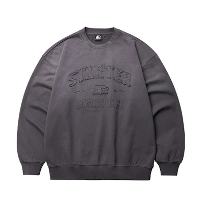 STARTER Vintage Solid Color Letter Patch Loose Crewneck Sweatshirt Unisex SA33SW005U