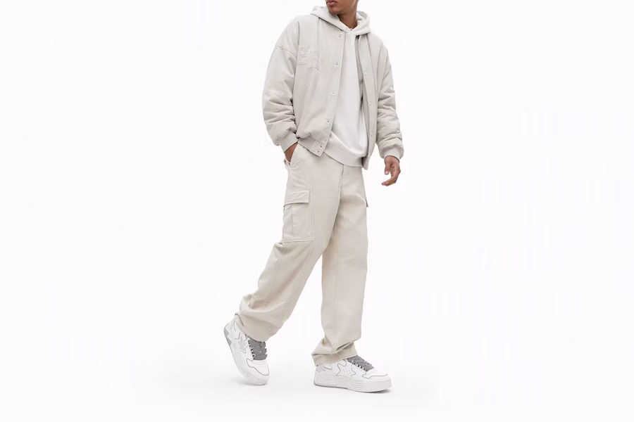 STARTER VOL2 爆裂紋復古厚底 板鞋 男款 白灰色 Order STARTER VOL2 爆裂紋復古厚底 板鞋 男款 白灰色