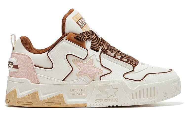 Order STARTER VOL2 面包星星鞋 多巴胺撞色爆裂紋 復古增高低筒厚底板鞋 男款 粉棕