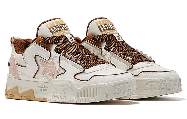 Lookbook STARTER VOL2 面包星星鞋 多巴胺撞色爆裂紋 復古增高低筒厚底板鞋 男款 粉棕