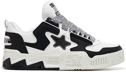 STARTER VOL2 面包星星鞋 撞色爆裂紋 復古增高低幫厚底板鞋 男款 黑白熊貓色 Order STARTER VOL2 面包星星鞋 撞色爆裂紋 復古增高低幫厚底板鞋 男款 黑白熊貓色